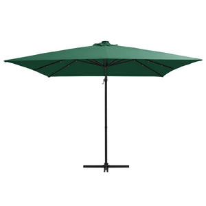 vidaXL Cantilever Umbrella with LED lights and Steel Pole 250x250 cm Green