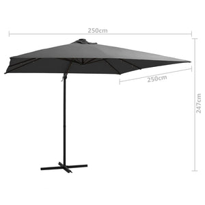 vidaXL Cantilever Umbrella with LED lights and Steel Pole 250x250 cm Anthracite