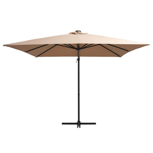 vidaXL Cantilever Umbrella with LED lights and Steel Pole 250x250 cm Taupe