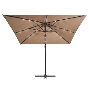 vidaXL Cantilever Umbrella with LED lights and Steel Pole 250x250 cm Taupe