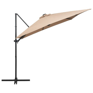 vidaXL Cantilever Umbrella with LED lights and Steel Pole 250x250 cm Taupe