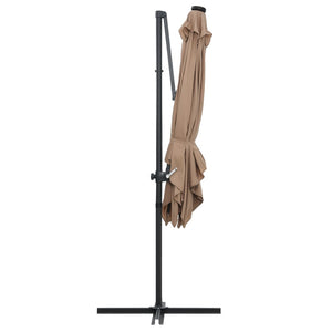 vidaXL Cantilever Umbrella with LED lights and Steel Pole 250x250 cm Taupe