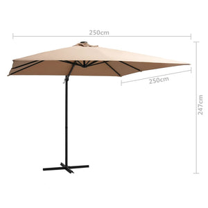 vidaXL Cantilever Umbrella with LED lights and Steel Pole 250x250 cm Taupe