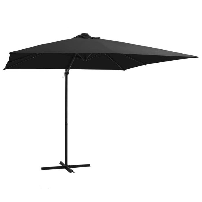 vidaXL Cantilever Umbrella with LED lights and Steel Pole 250x250 cm Black