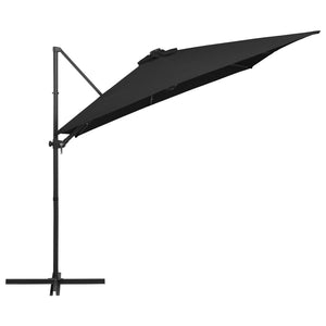 vidaXL Cantilever Umbrella with LED lights and Steel Pole 250x250 cm Black