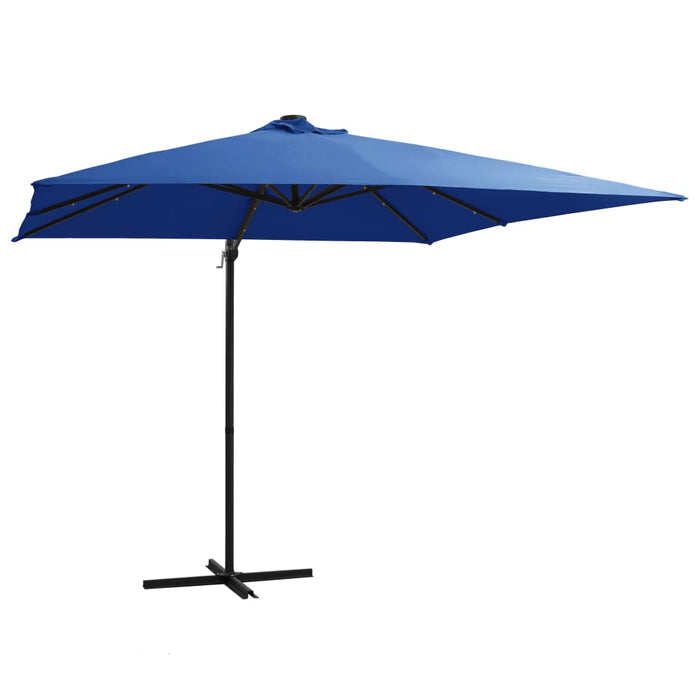 vidaXL Cantilever Umbrella with LED lights and Steel Pole 250x250 cm Azure Blue