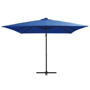 vidaXL Cantilever Umbrella with LED lights and Steel Pole 250x250 cm Azure Blue