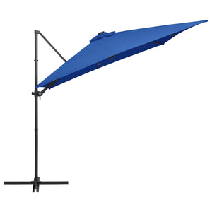 vidaXL Cantilever Umbrella with LED lights and Steel Pole 250x250 cm Azure Blue