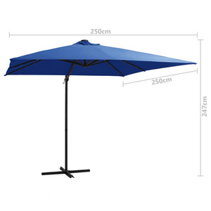 vidaXL Cantilever Umbrella with LED lights and Steel Pole 250x250 cm Azure Blue