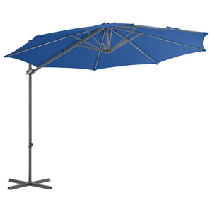 vidaXL Cantilever Umbrella with Steel Pole Azure Blue 300 cm