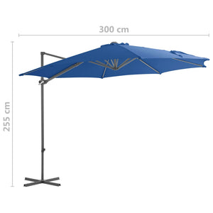 vidaXL Cantilever Umbrella with Steel Pole Azure Blue 300 cm