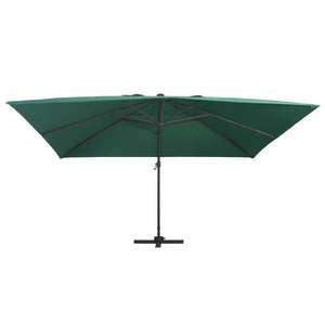 vidaXL Cantilever Umbrella with LED Lights and Aluminium Pole 400x300 cm Green