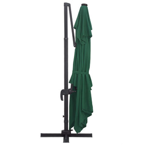 vidaXL Cantilever Umbrella with LED Lights and Aluminium Pole 400x300 cm Green