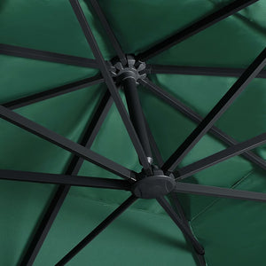 vidaXL Cantilever Umbrella with LED Lights and Aluminium Pole 400x300 cm Green