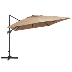 vidaXL Cantilever Garden Parasol with LED Lights and Aluminium Pole 400x300 cm Taupe