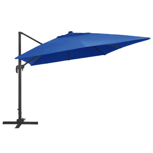 vidaXL Cantilever Umbrella with LED Lights and Aluminium Pole 400x300 cm Azure blue