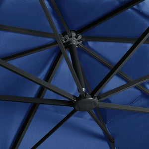 vidaXL Cantilever Umbrella with LED Lights and Aluminium Pole 400x300 cm Azure blue