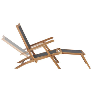 vidaXL Deck Chair with Footrest Solid Teak Wood Black