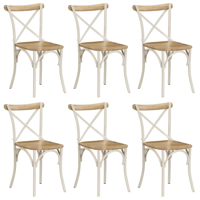 vidaXL Cross Chairs 6 pcs White Solid Mango Wood