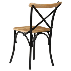 vidaXL Cross Chairs 4 pcs Black Solid Mango Wood