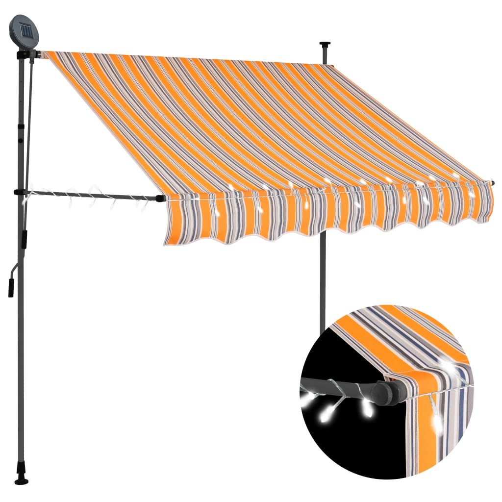 vidaXL Manual Retractable Awning with LED 150 cm Yellow and Blue