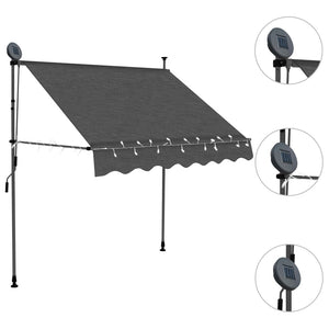 vidaXL Manual Retractable Awning with LED 100 cm Anthracite