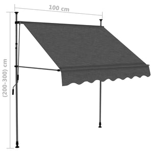 vidaXL Manual Retractable Awning with LED 100 cm Anthracite