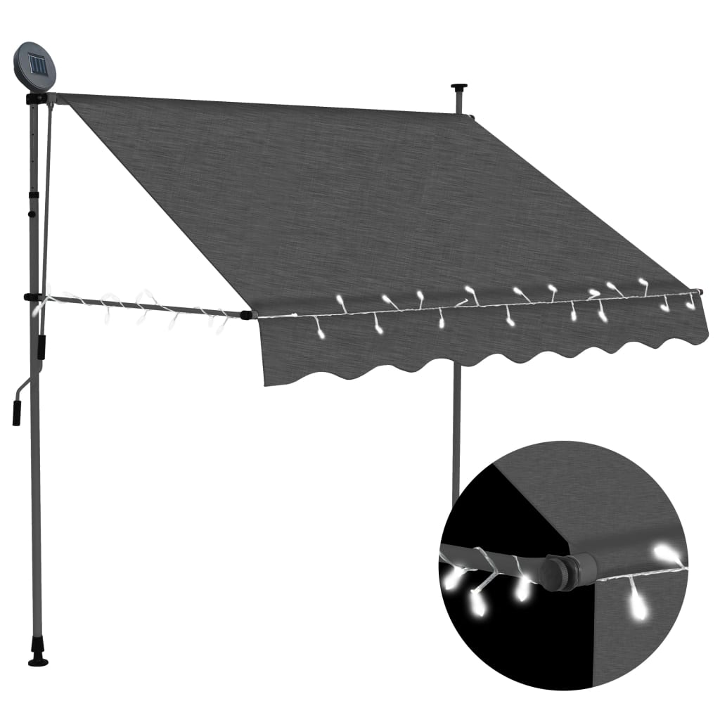 vidaXL Manual Retractable Awning with LED 150 cm Anthracite