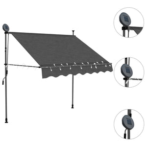 vidaXL Manual Retractable Awning with LED 150 cm Anthracite