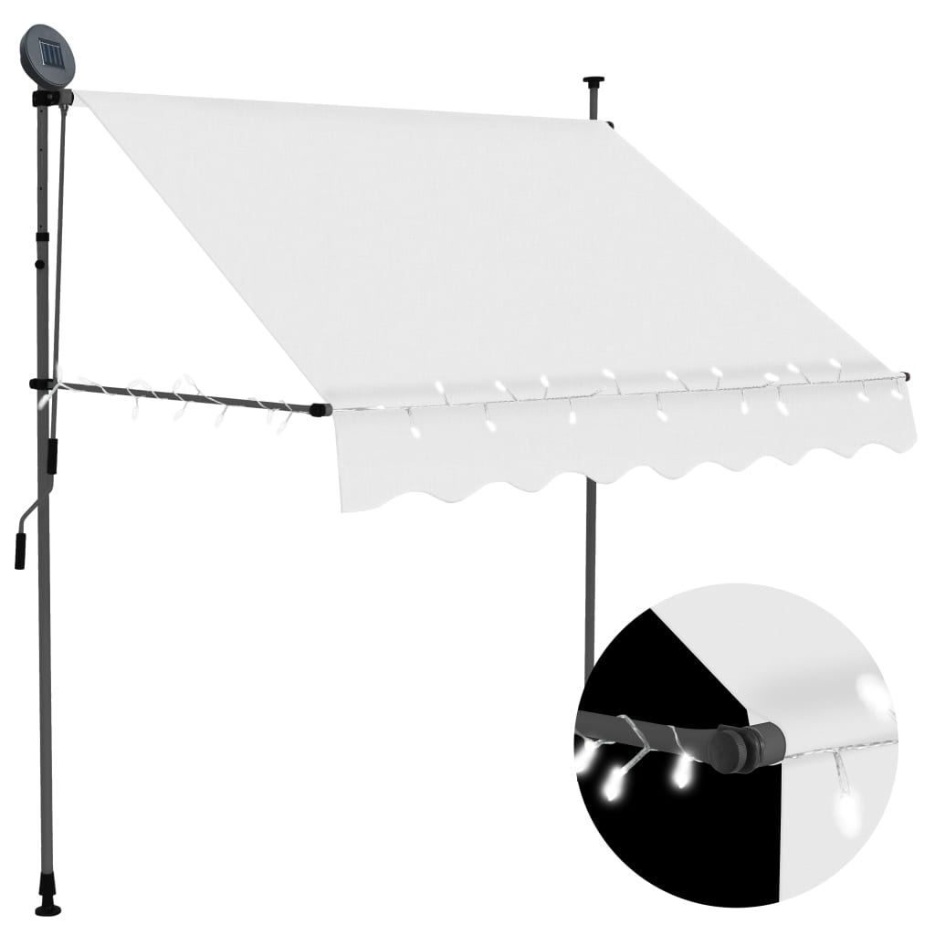 vidaXL Manual Retractable Awning with LED 200 cm Cream