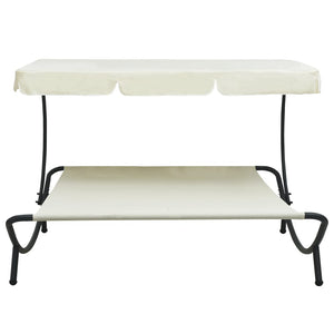 vidaXL Outdoor Lounge Bed with Canopy Cream White