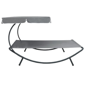 vidaXL Outdoor Lounge Bed with Canopy Grey