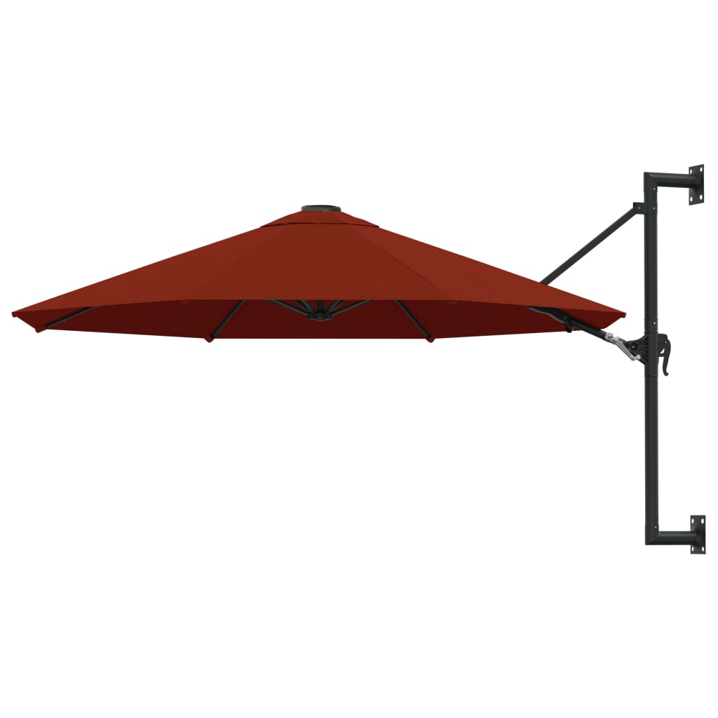 vidaXL Wall-Mounted Parasol with Metal Pole 300 cm Terracotta