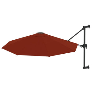 vidaXL Wall-Mounted Parasol with Metal Pole 300 cm Terracotta