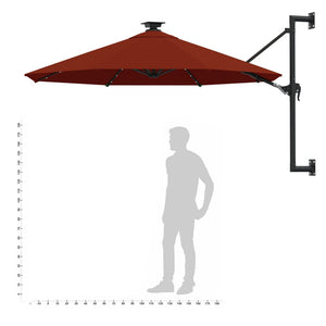 vidaXL Wall-Mounted Parasol with Metal Pole 300 cm Terracotta