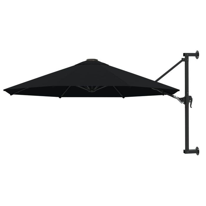 vidaXL Wall-Mounted Parasol with Metal Pole 300 cm Black