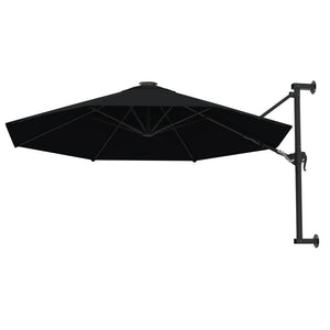 vidaXL Wall-Mounted Parasol with Metal Pole 300 cm Black