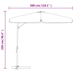 vidaXL Garden Parasol with Steel Pole 300 cm Azure Blue