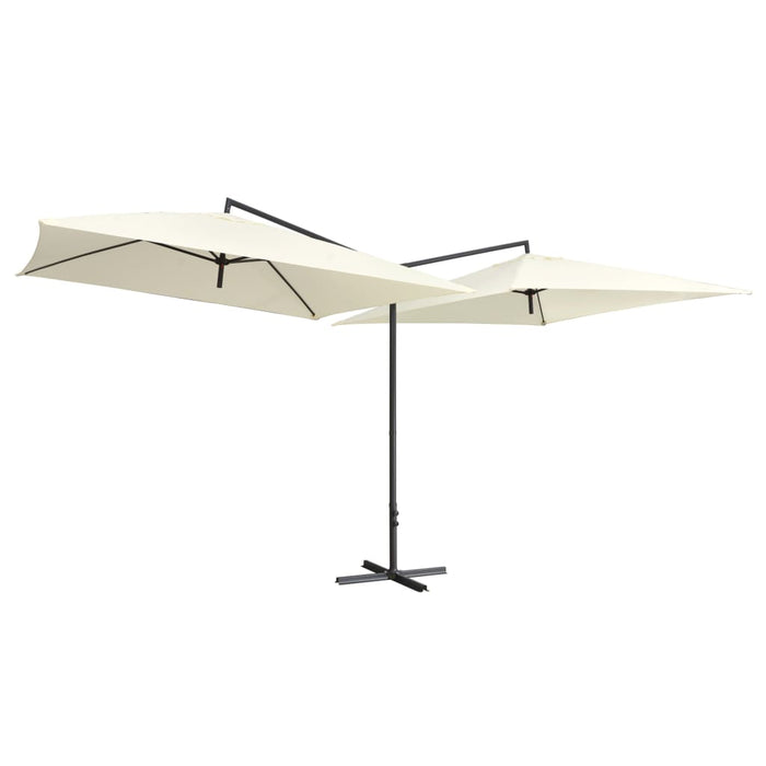 vidaXL Double Parasol with Steel Pole 250x250 cm Sand White