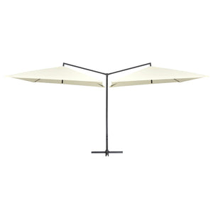 vidaXL Double Parasol with Steel Pole 250x250 cm Sand White