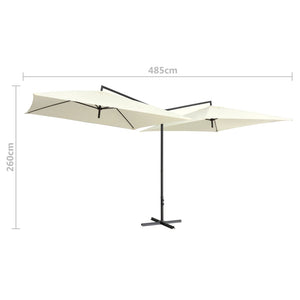 vidaXL Double Parasol with Steel Pole 250x250 cm Sand White