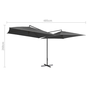 vidaXL Double Parasol with Steel Pole 250x250 cm Anthracite