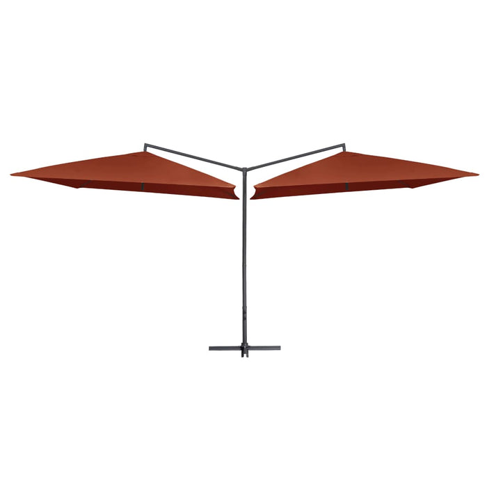 vidaXL Double Parasol with Steel Pole 250x250 cm Bordeaux Terracotta