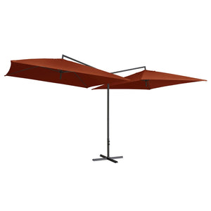 vidaXL Double Parasol with Steel Pole 250x250 cm Bordeaux Terracotta