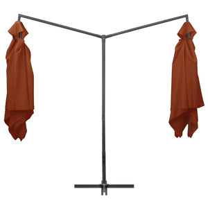 vidaXL Double Parasol with Steel Pole 250x250 cm Bordeaux Terracotta