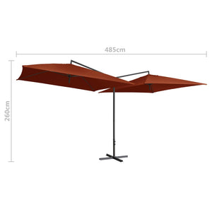 vidaXL Double Parasol with Steel Pole 250x250 cm Bordeaux Terracotta