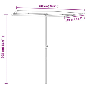 vidaXL Outdoor Parasol with Aluminium Pole 180x110 cm Sand White