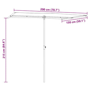 vidaXL Garden Parasol with Aluminium Pole 2x1.5 m Sand White