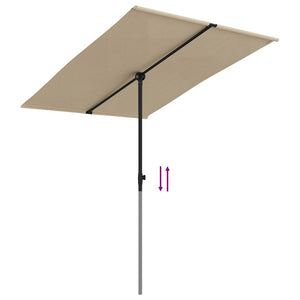 vidaXL Garden Parasol with Aluminium Pole 2x1.5 m Taupe