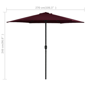 vidaXL Outdoor Parasol with Aluminium Pole 270x246 cm Bordeaux Red